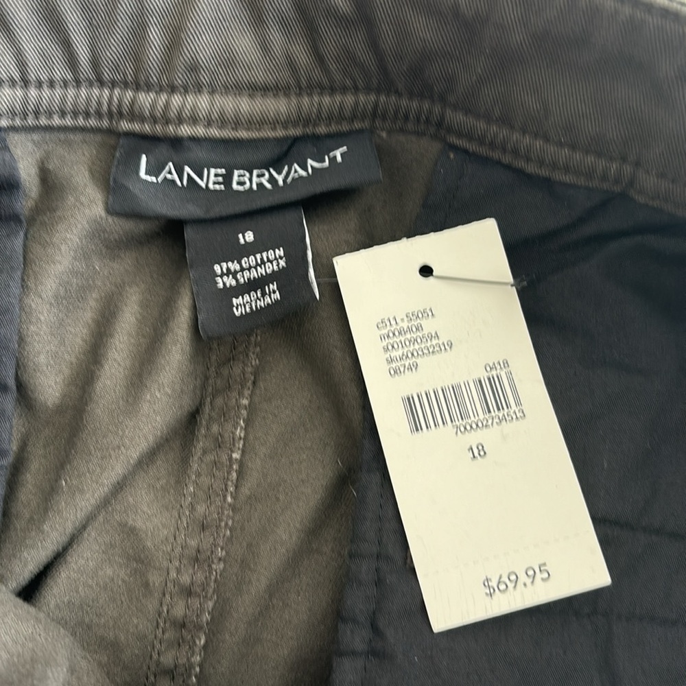 Lane Bryant Utility Twill Skinny Pant Lace-Back Stretch Black Olive Womens sz 18 - Picture 7 of 8